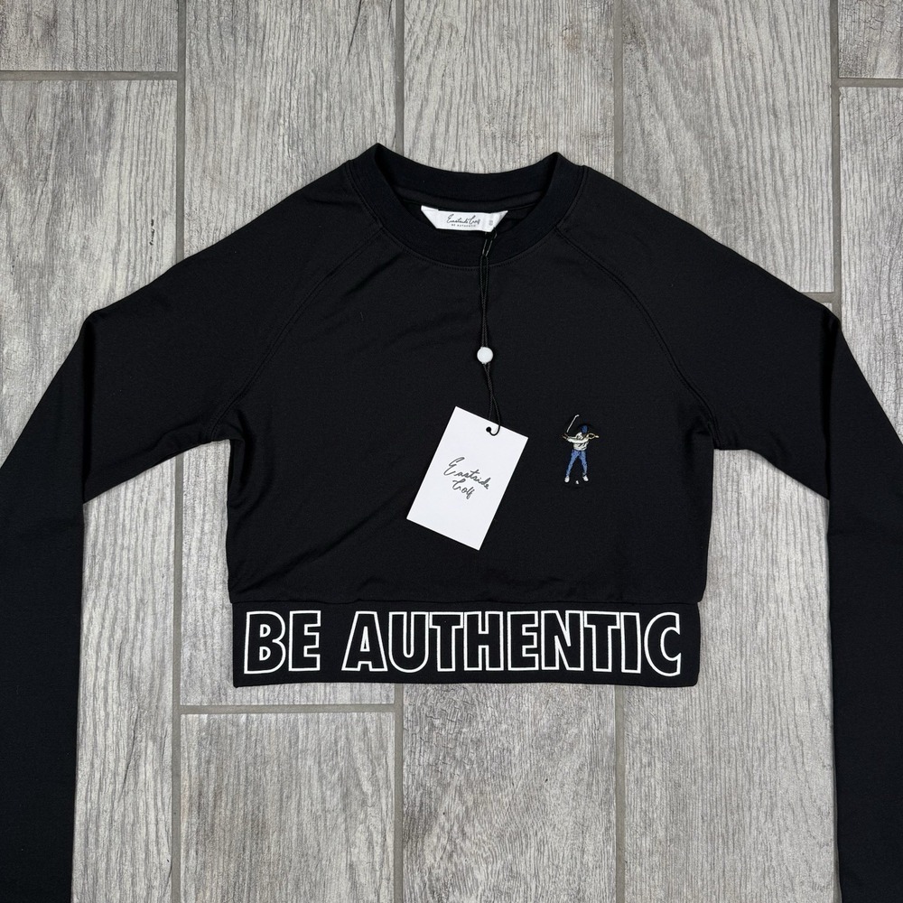 Eastside Golf Shirt Womens Sz S Black Banded Cropped Tee Long Sleeve Golfing Gym — image 8 of 8